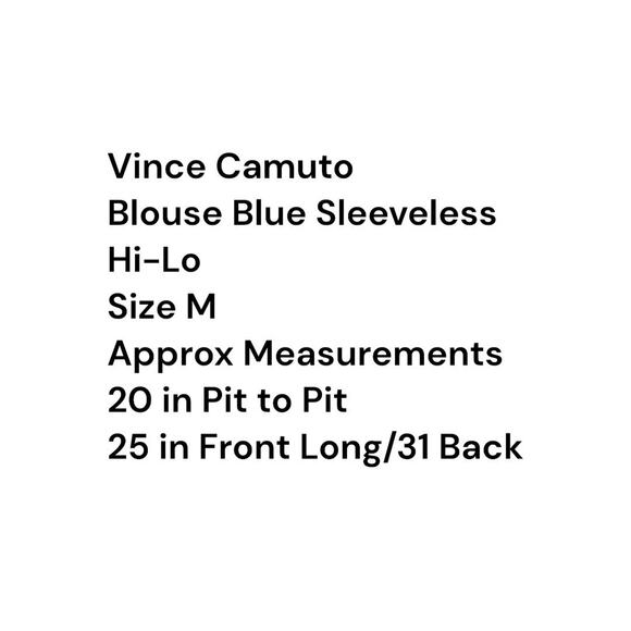 Vince Camuto Tunic Top Sz M Blue Lined Sleeveless Pleated Back Polyester Hi-Low - Picture 5 of 9